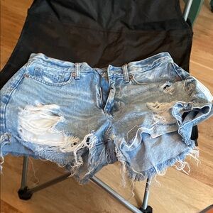 Distressed Blue Denim Shorts